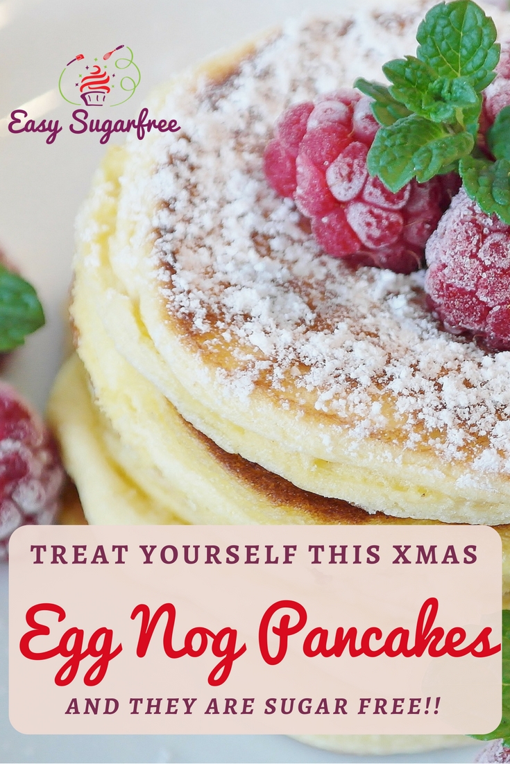 Sugar Free Eggnog Pancakes with cream